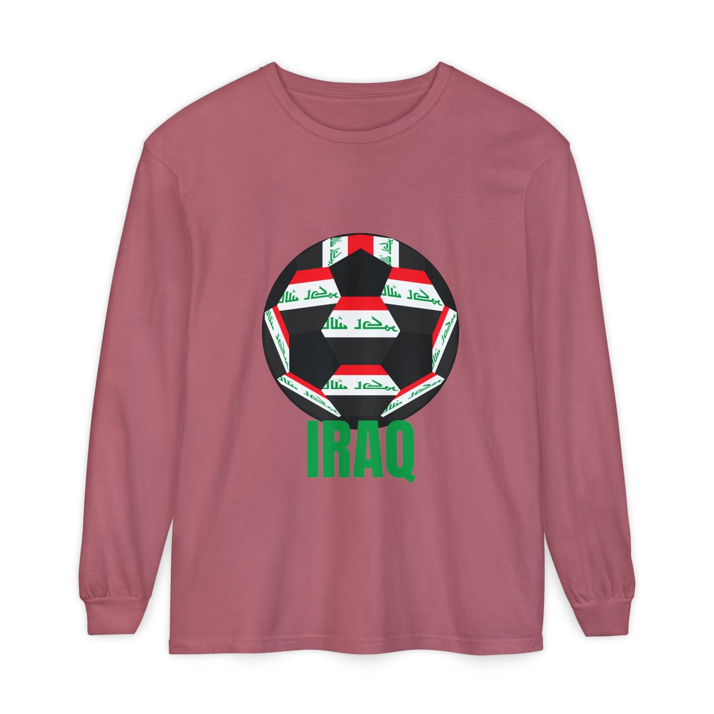 Iraq Fan Specialty Soccer Ball Design Long Sleeve Tee