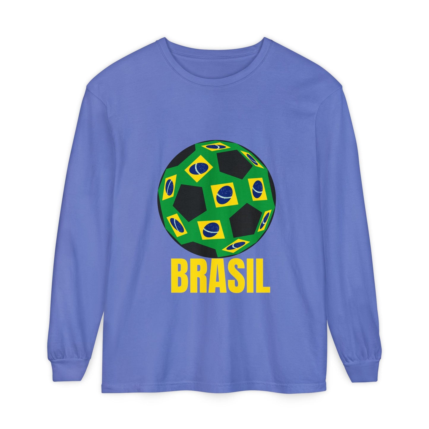 Brasil Fan Specialty Soccer Ball Design Long Sleeve T Shirt