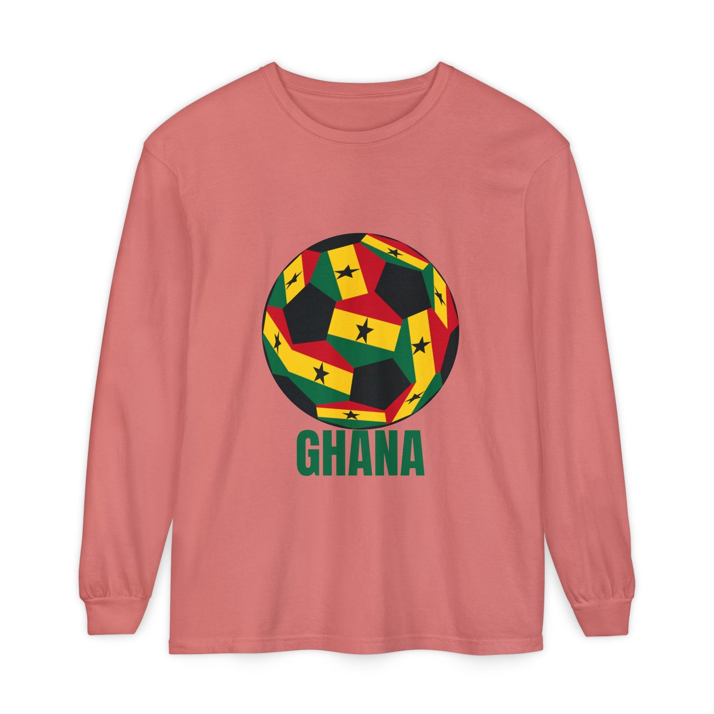 Ghana Fan Specialty Soccer Ball Design Long Sleeve Tee