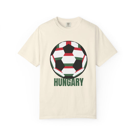 Hungary Fan Specialty Soccer Ball Design T Shirt Green Print