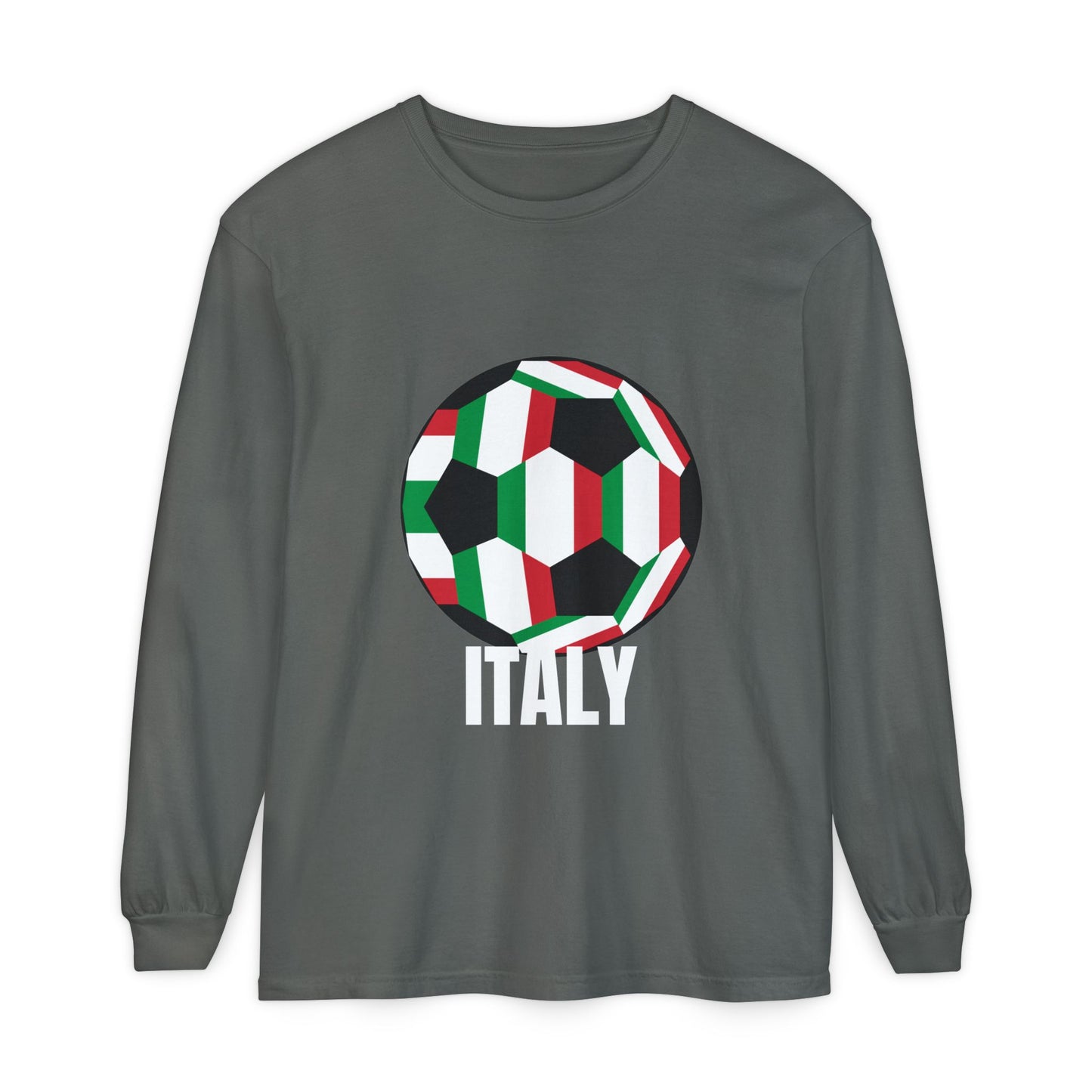 Italy Fan Specialty Soccer Ball Design Long Sleeve Tee