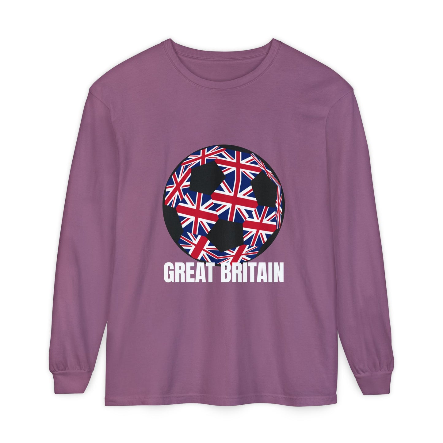 Great Britain Fan Specialty Soccer Ball Design Long Sleeve Tee