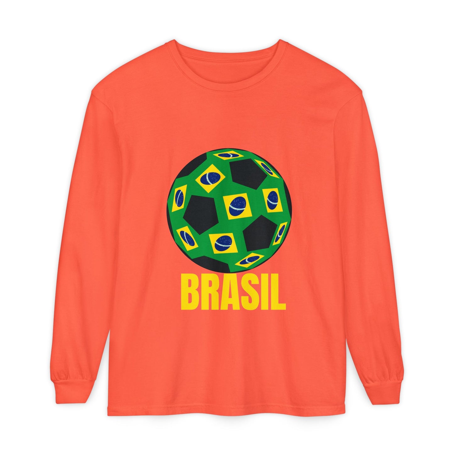 Brasil Fan Specialty Soccer Ball Design Long Sleeve T Shirt