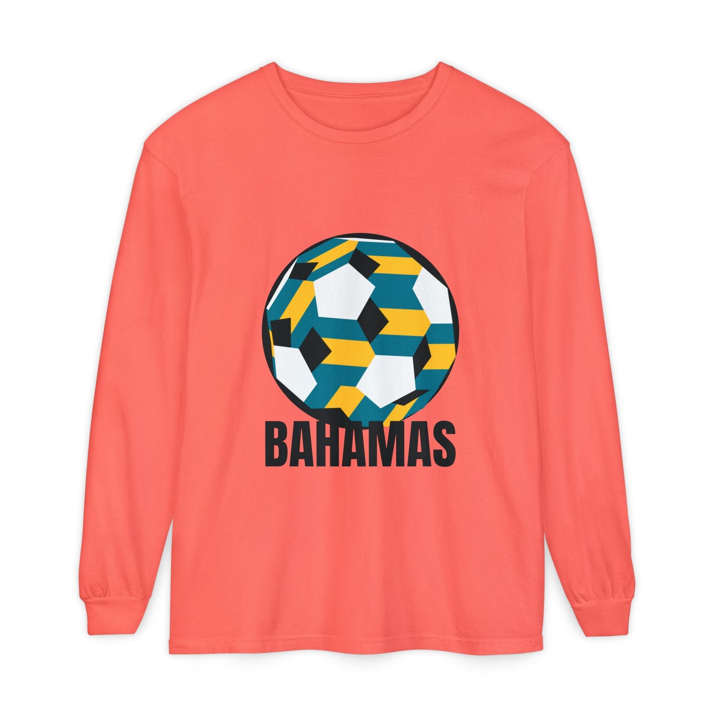Bahamas Fan Specialty Soccer Ball Design Long Sleeve Shirt