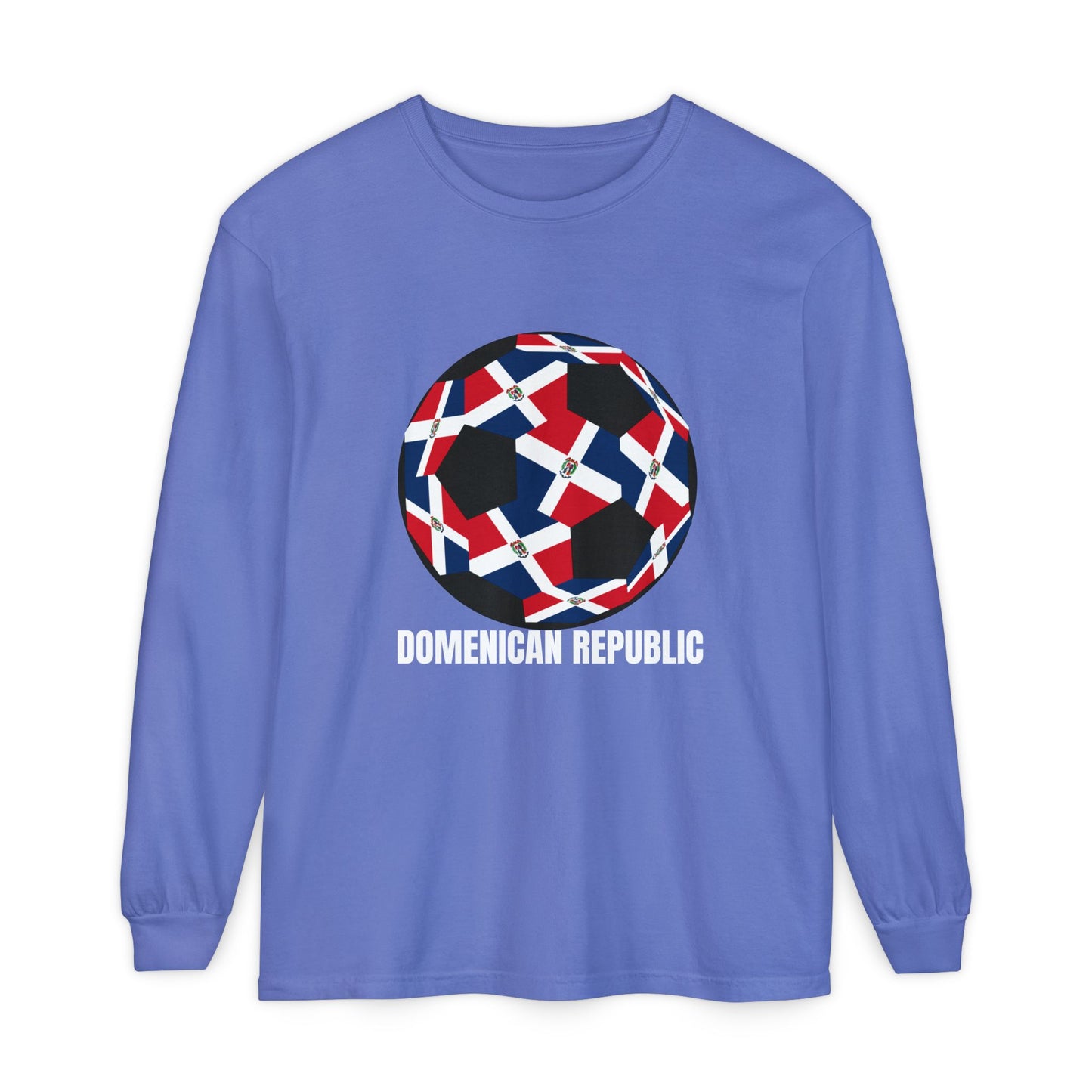 Domenican Republic Fan Specialty Soccer Ball Design Long Sleeve Tee