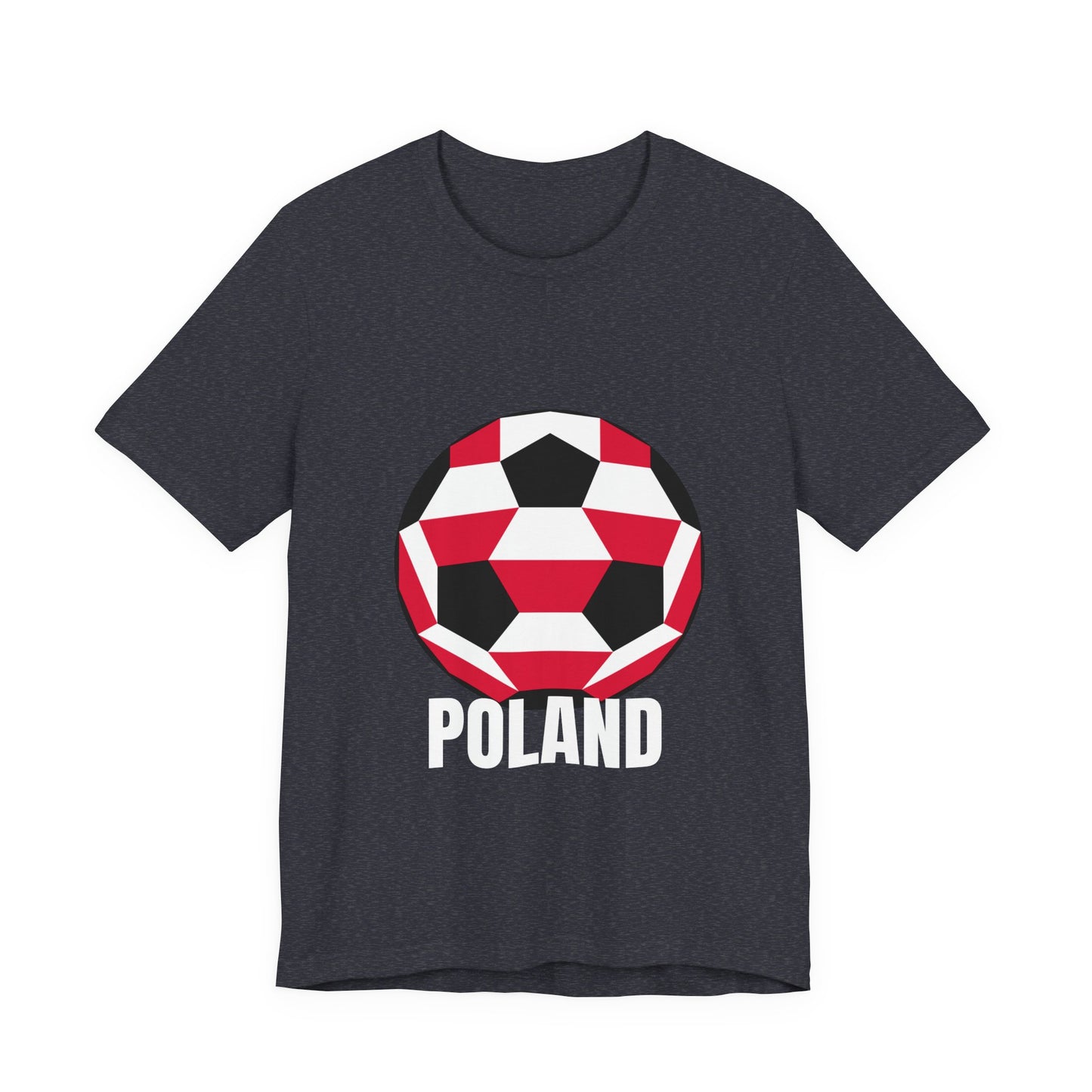 Poland Fan Specialty Soccer Ball Design T Shirt White Text