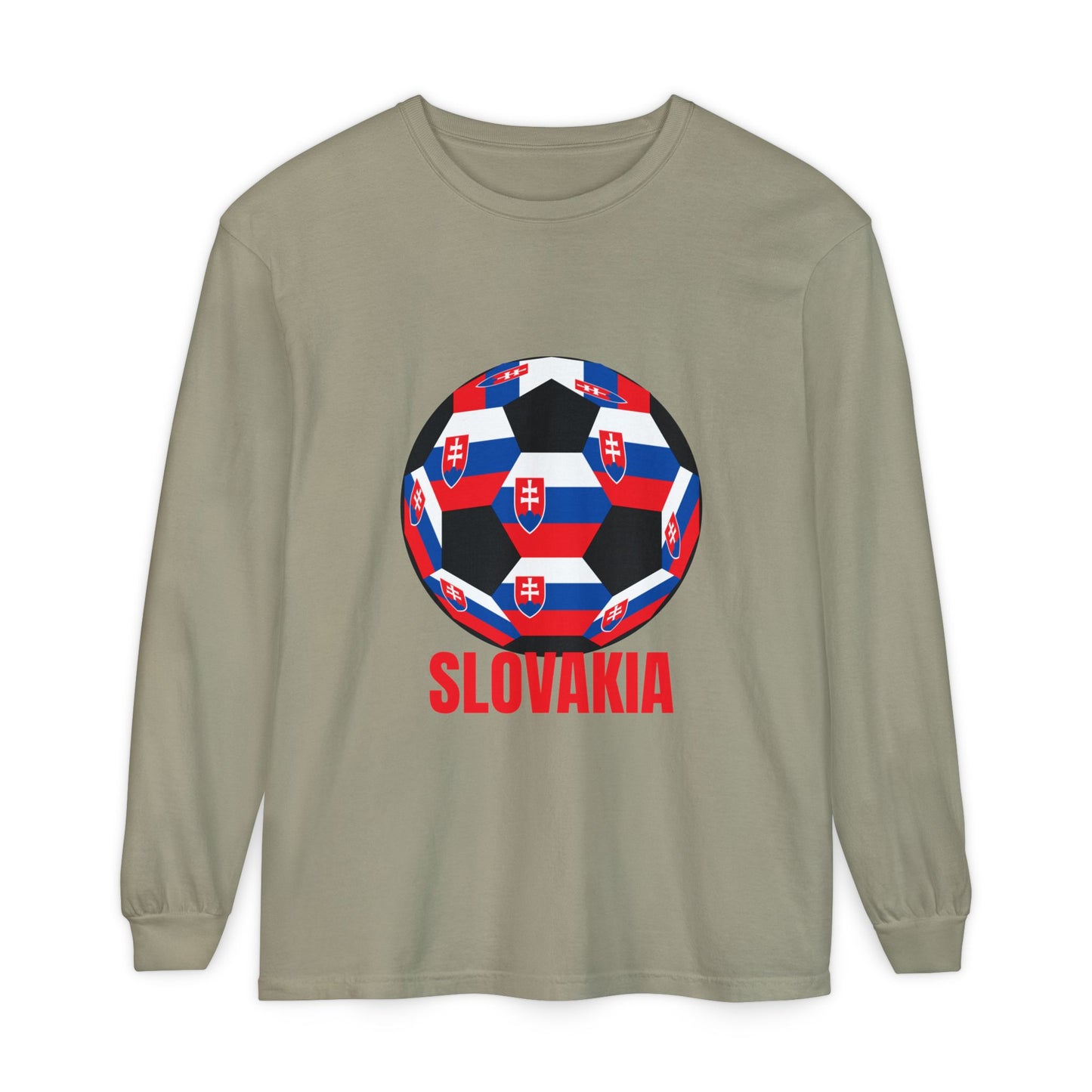 Slovakia Fan Specialty Soccer Ball Design Long Sleeve Tee
