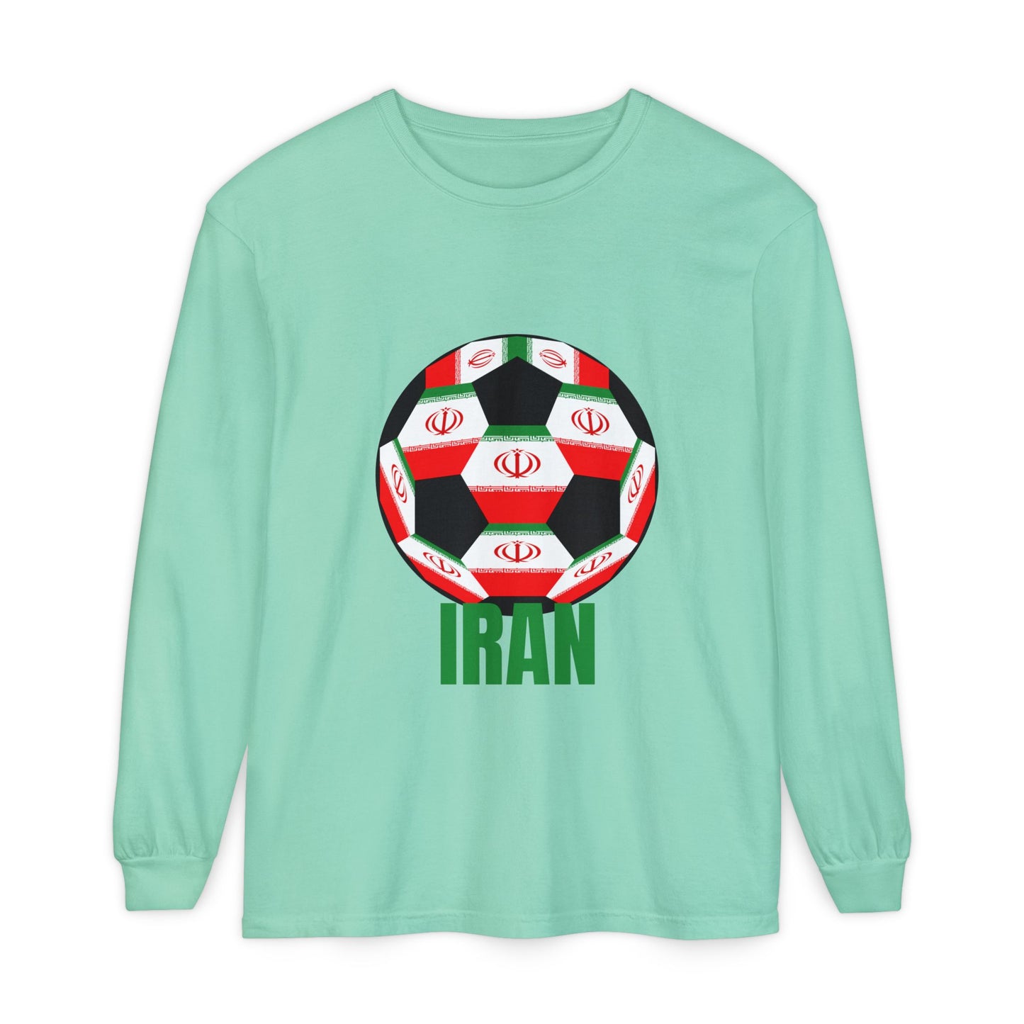 Iran Fan Specialty Soccer Ball Design Long Sleeve Tee