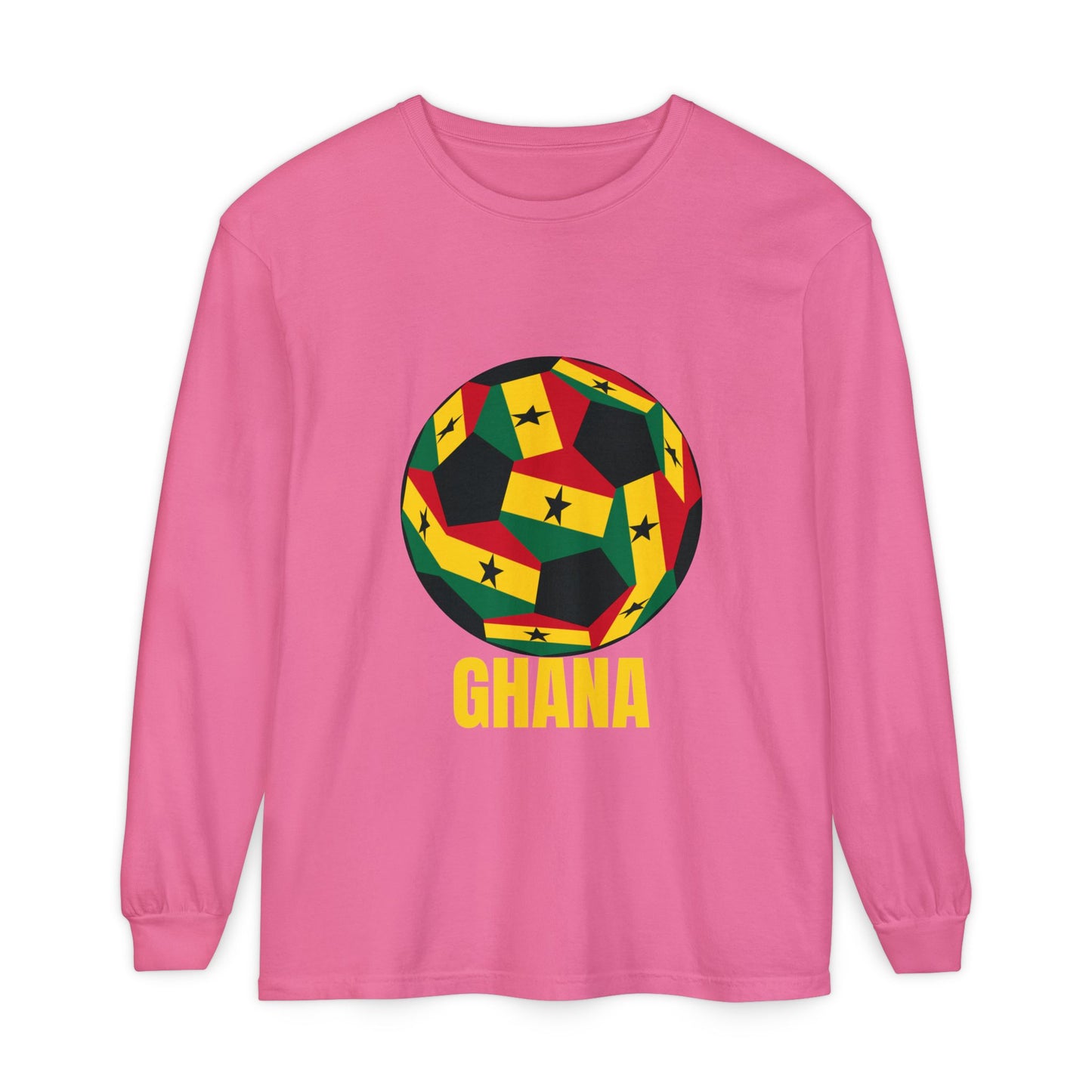 Ghana Fan Specialty Soccer Ball Design Long Sleeve Tee