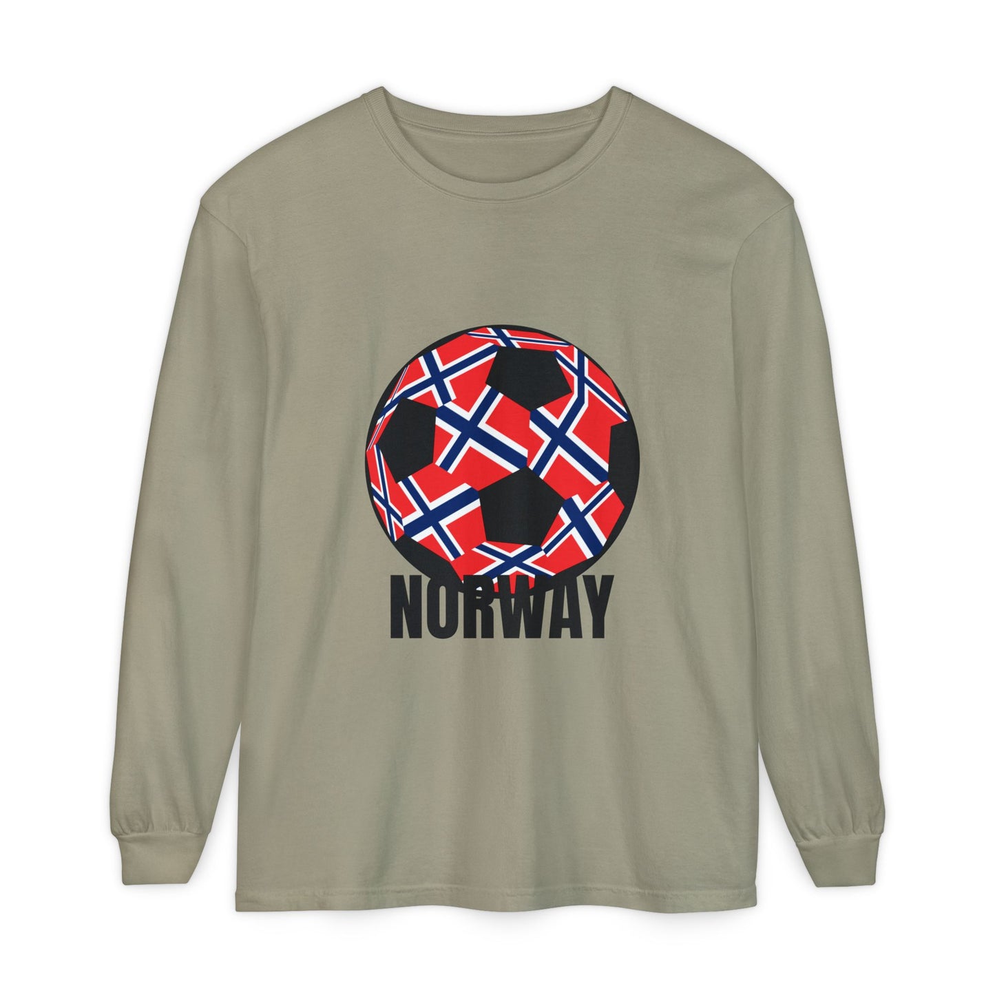 Norway Fan Specialty Soccer Ball Design Long Sleeve T Shirt Black Print