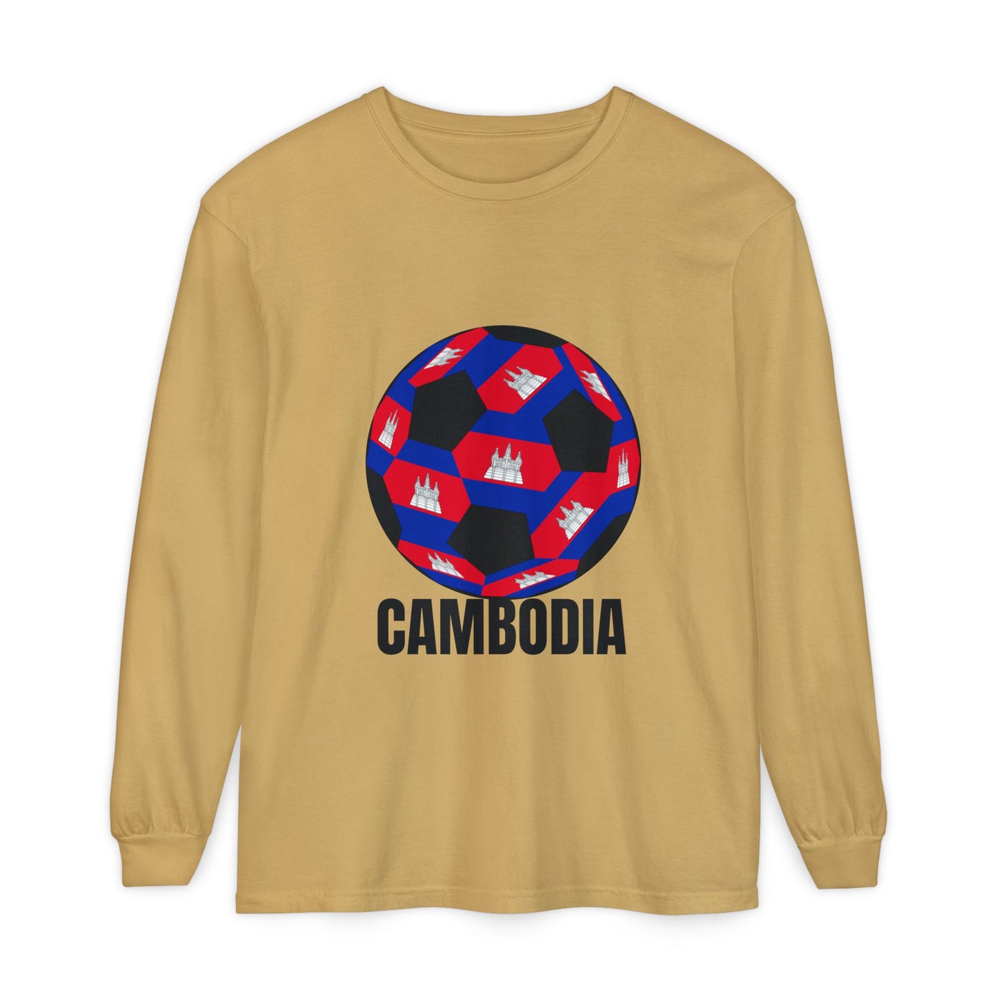 Cambodia Fan Specialty Soccer Ball Design Long Sleeve Tee