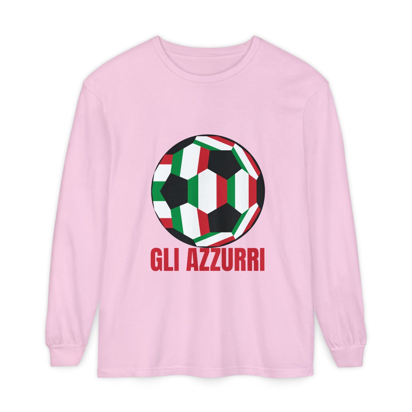 Gli Azzurri Fan Specialty Soccer Ball Design Long Sleeve Tee