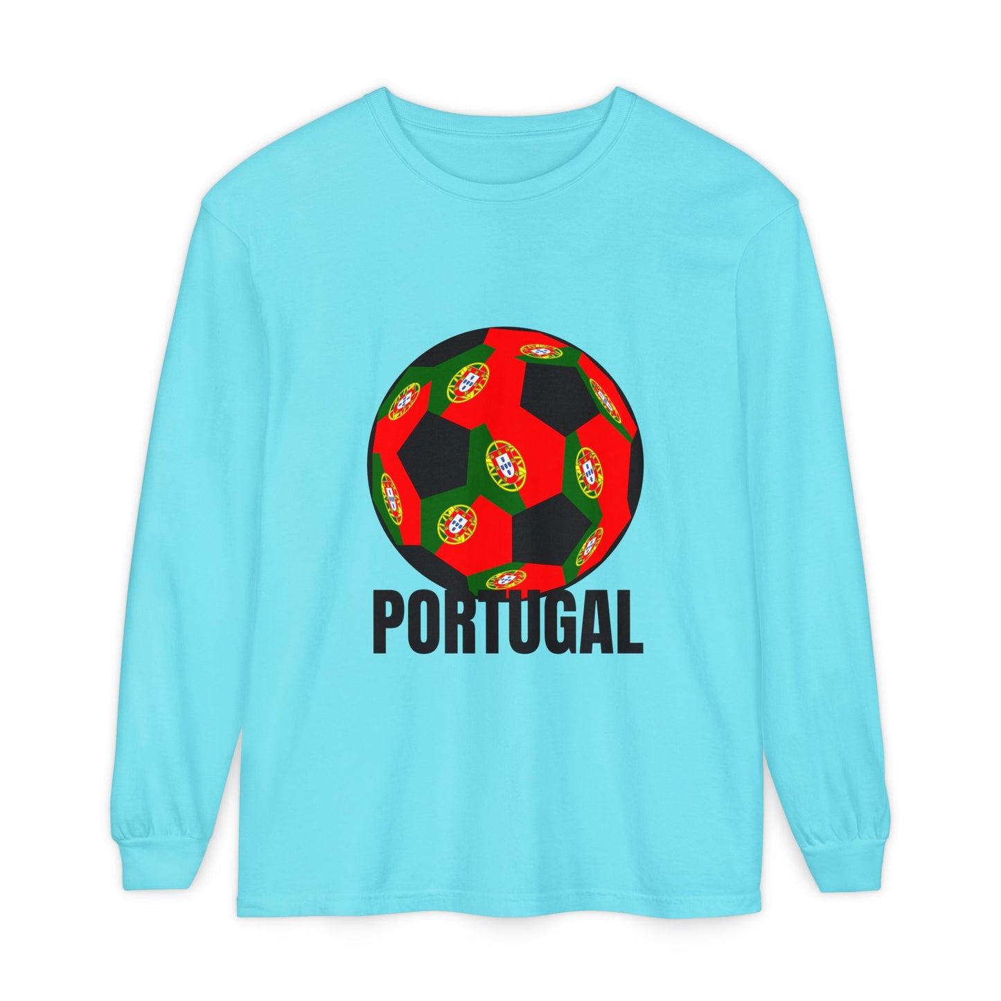 Portugal Fan Specialty Soccer Ball Design Long Sleeve Tee