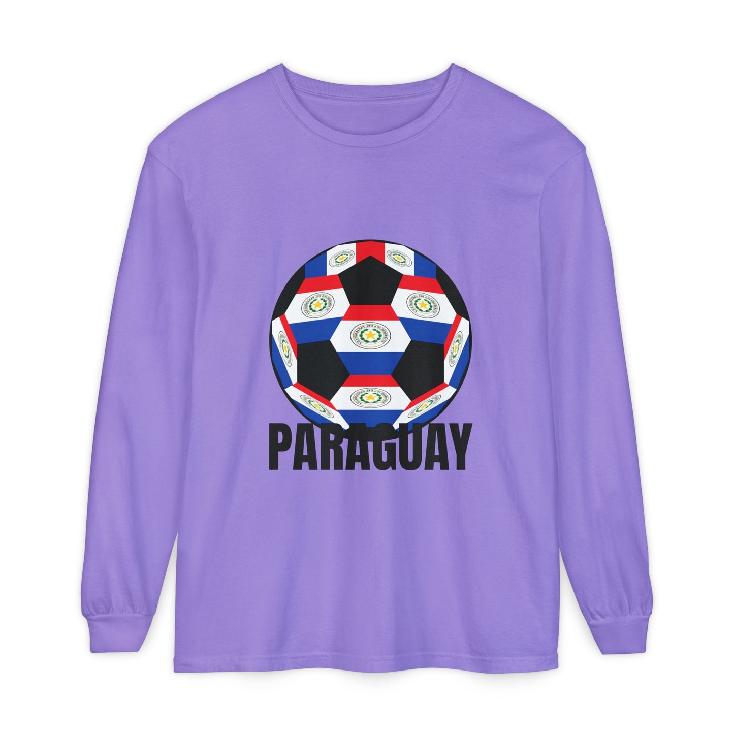 Paraguay Fan Specialty Soccer Ball Design Long Sleeve Tee