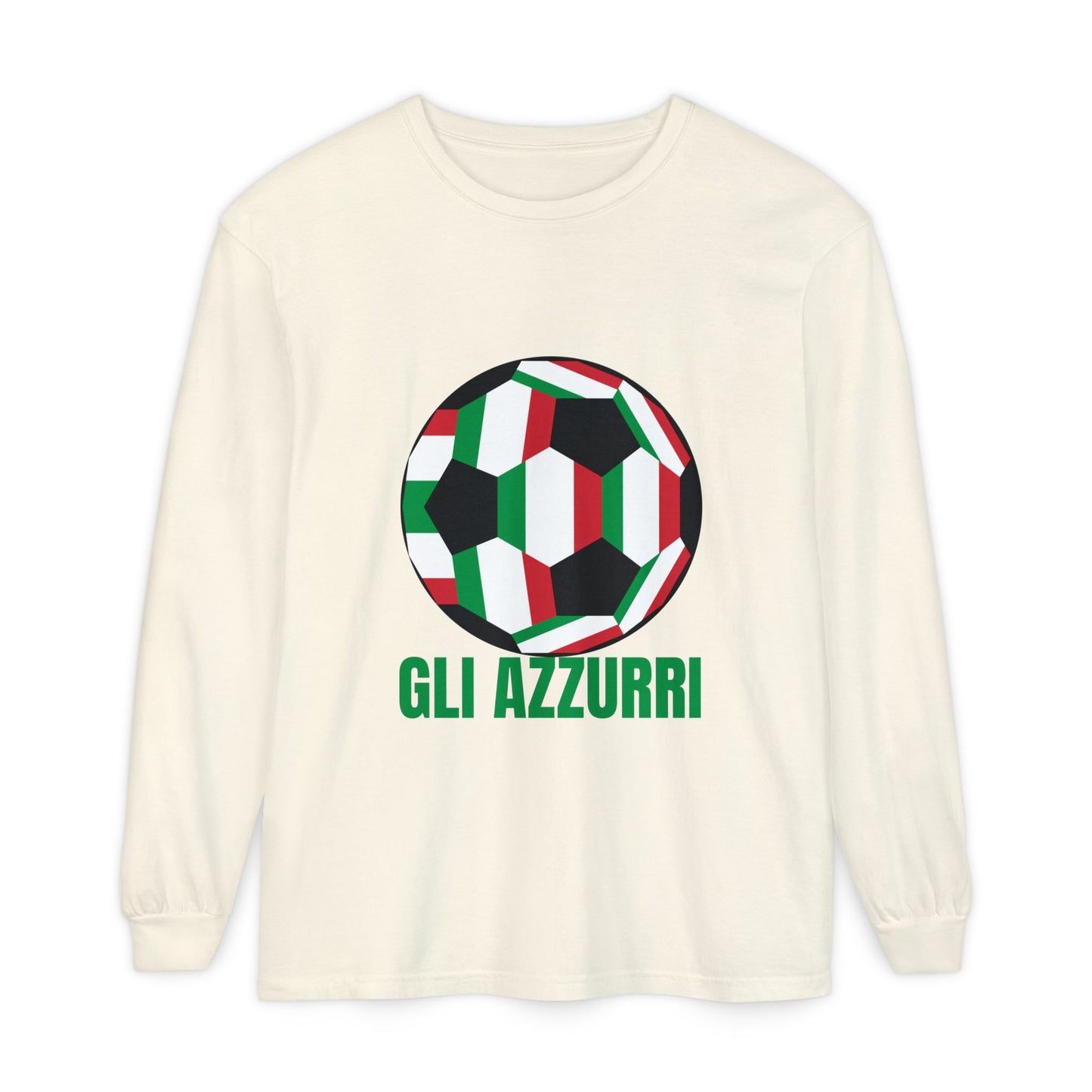 Gli Azzurri Fan Specialty Soccer Ball Design Long Sleeve Tee