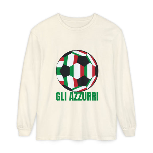 Gli Azzurri Fan Specialty Soccer Ball Design Long Sleeve Tee
