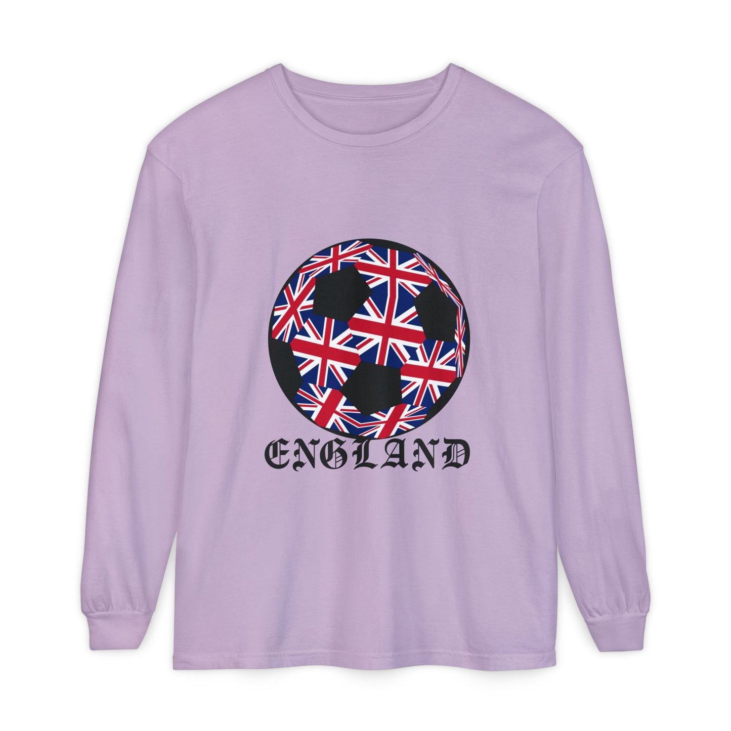 Old English Style Specialty Soccer Ball Design Long Sleeve Tee