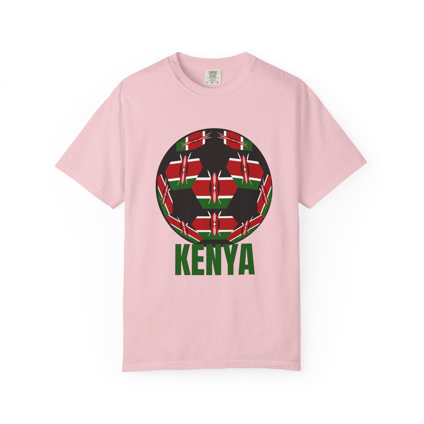 Kenya Fan Specialty Soccer Ball Design T Shirt Green Print