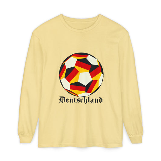 Germany Fan Specialty Soccer Ball Design Long Sleeve Tee