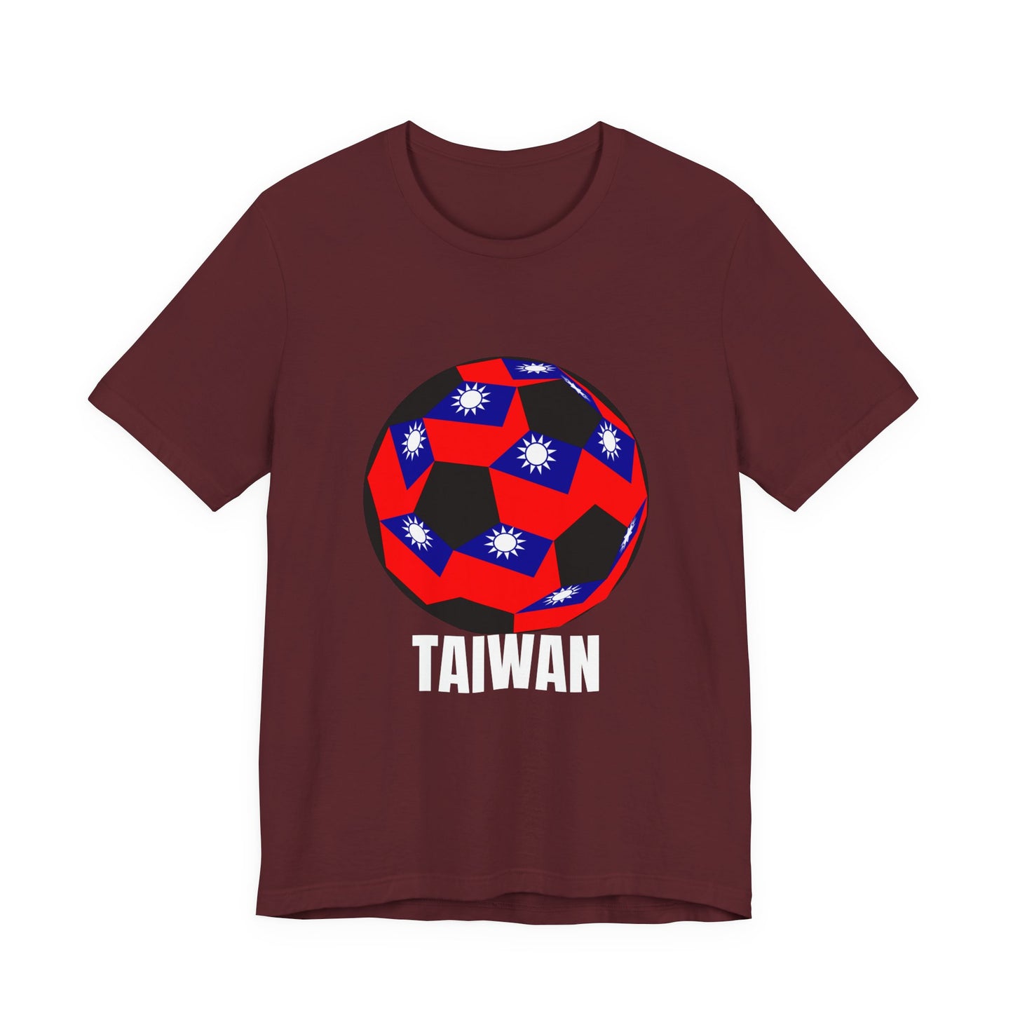 Taiwan Fan Specialty Soccer Ball Design T Shirt White Text