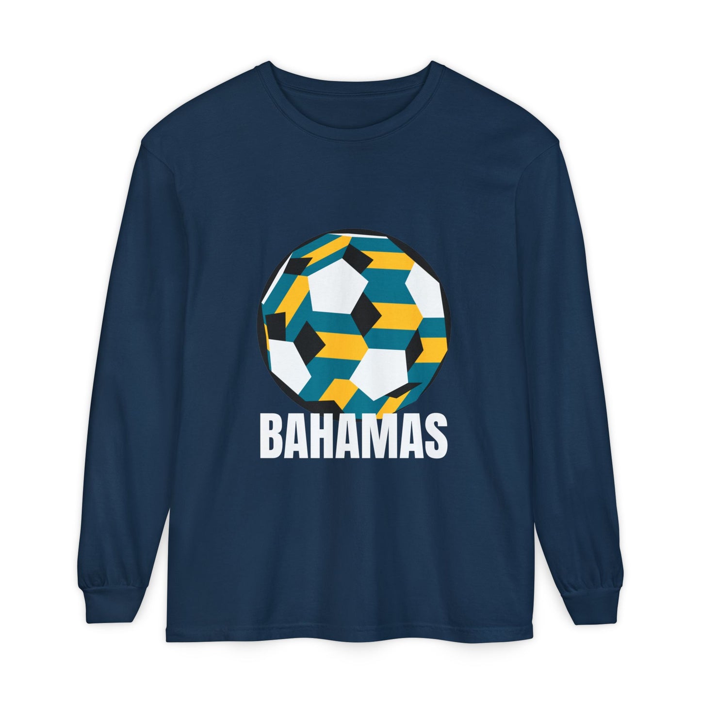 Bahamas Fan Specialty Soccer Ball Design Long Sleeve Tee
