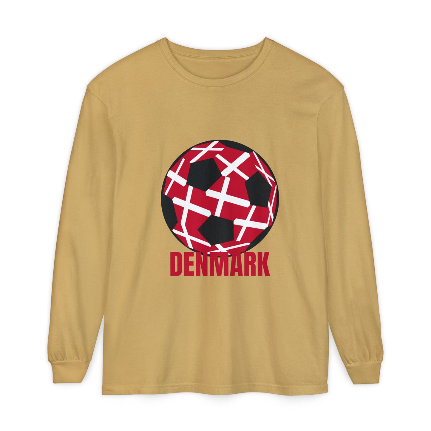 Denmark Fan Specialty Soccer Ball Design Long Sleeve Tee