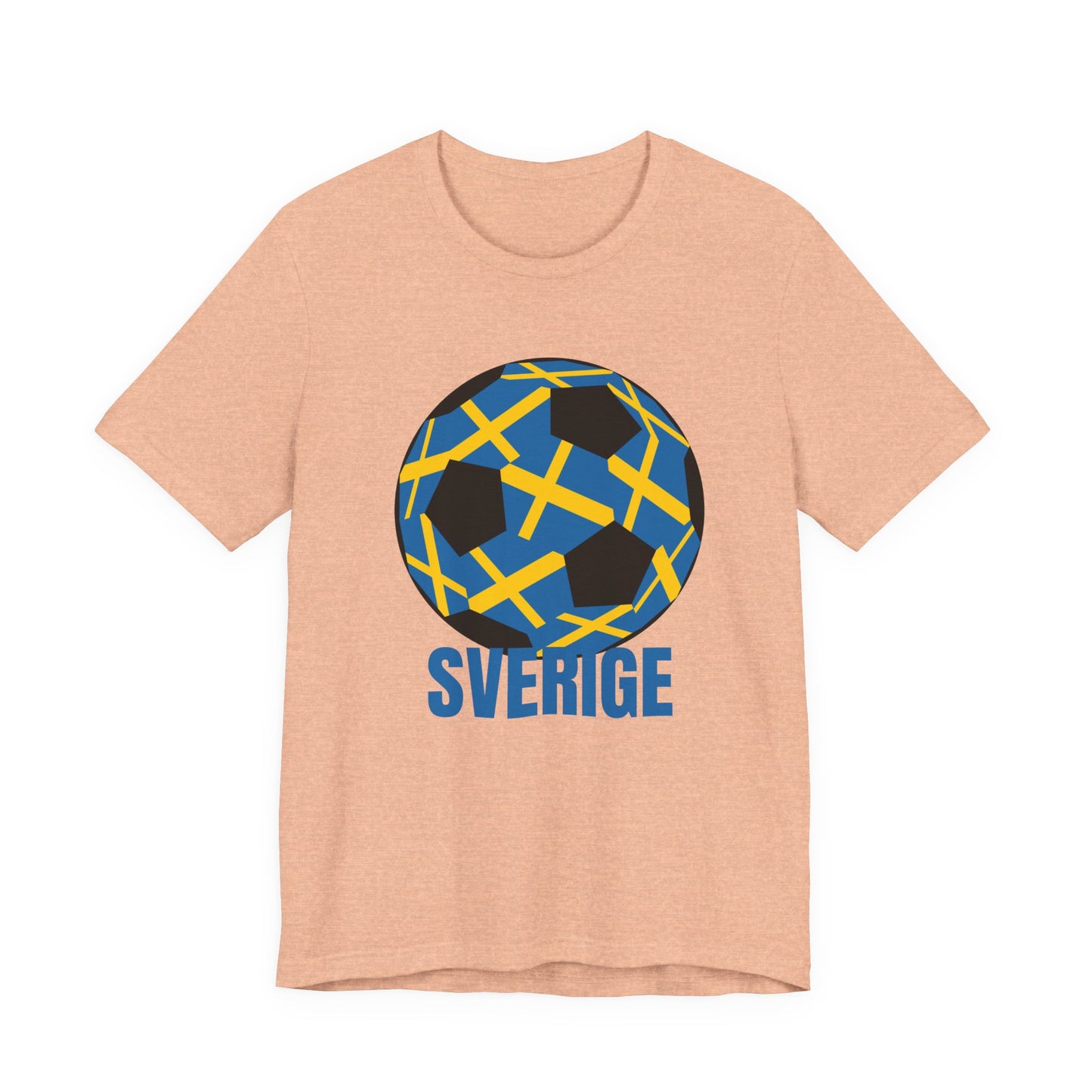 Sverige Fan Specialty Soccer Ball Design T Shirt Blue Text