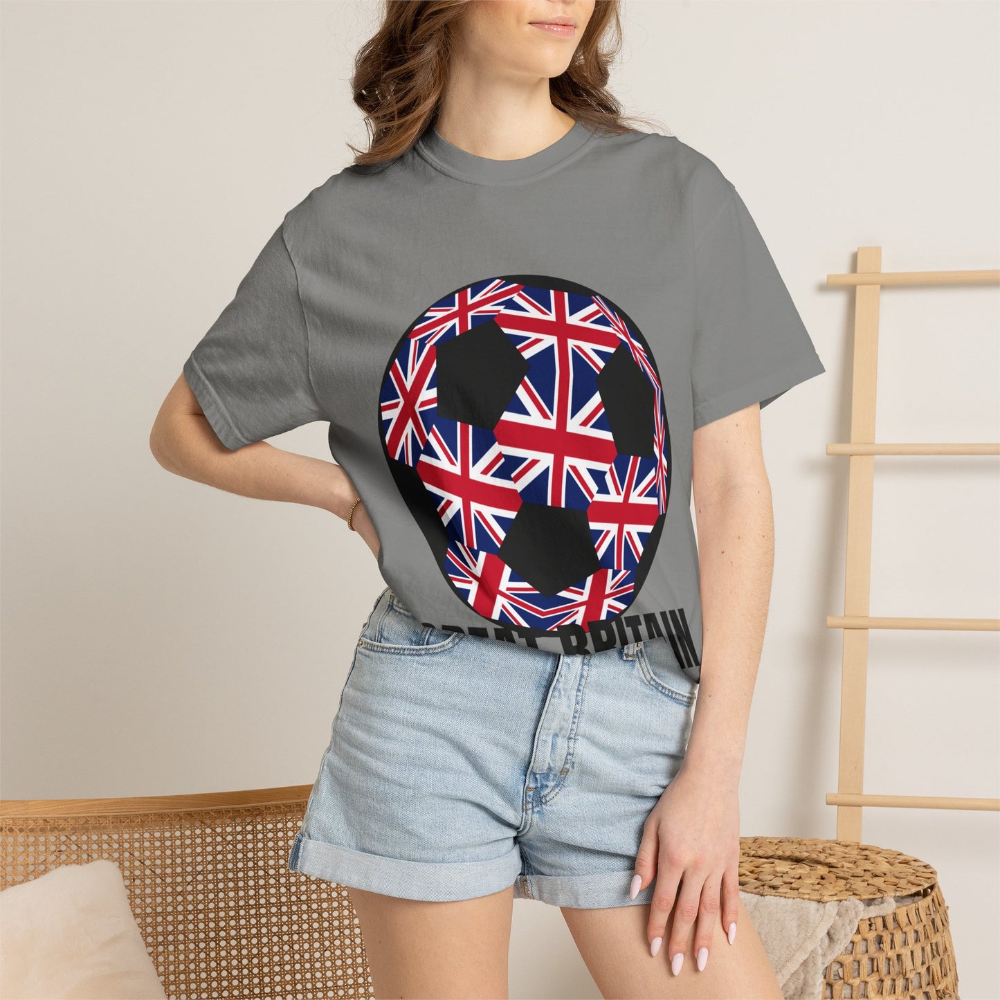Great Britain Fan Specialty Soccer Ball Design T Shirt