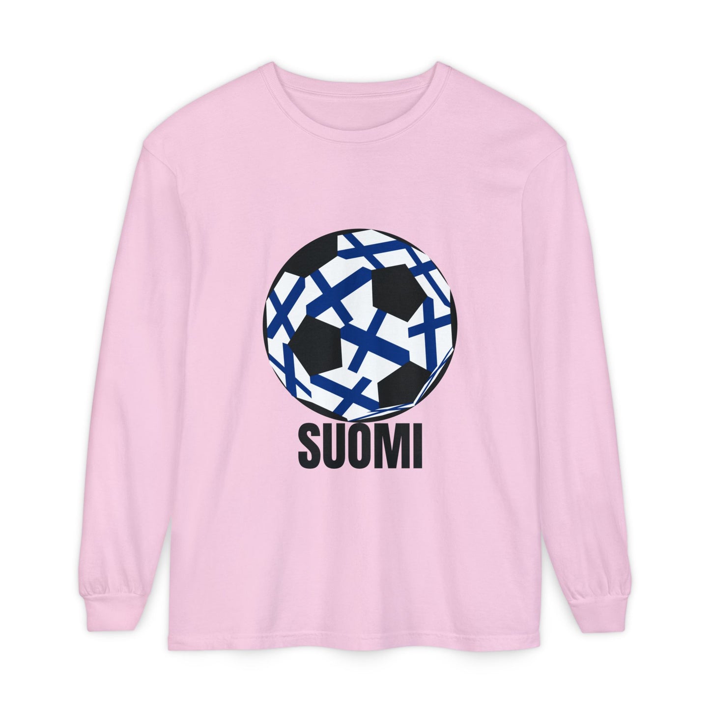 Finland Fan Specialty Soccer Ball Design Long Sleeve T-Shirt