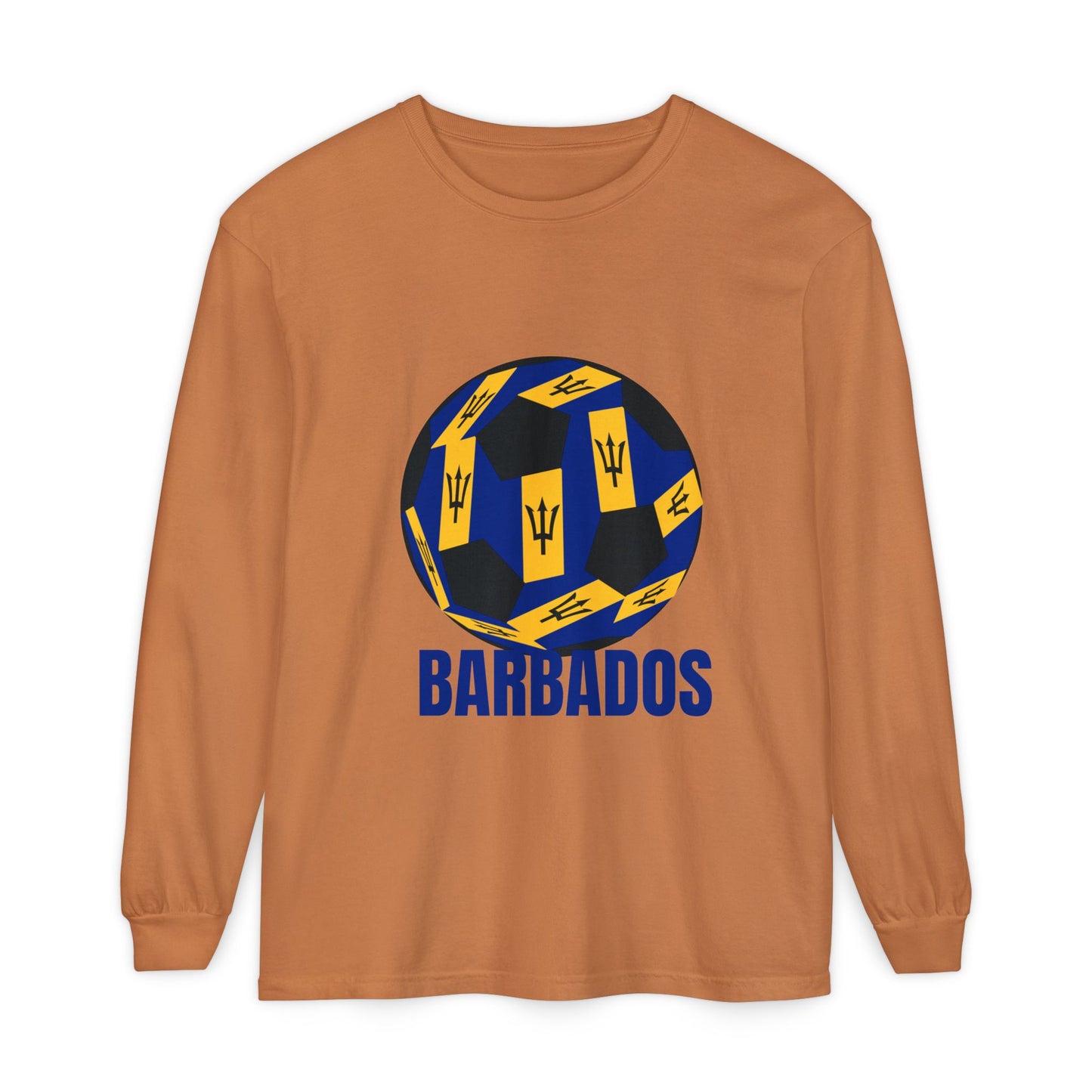 Barbados Fan Specialty Soccer Ball Design Long Sleeve Tee