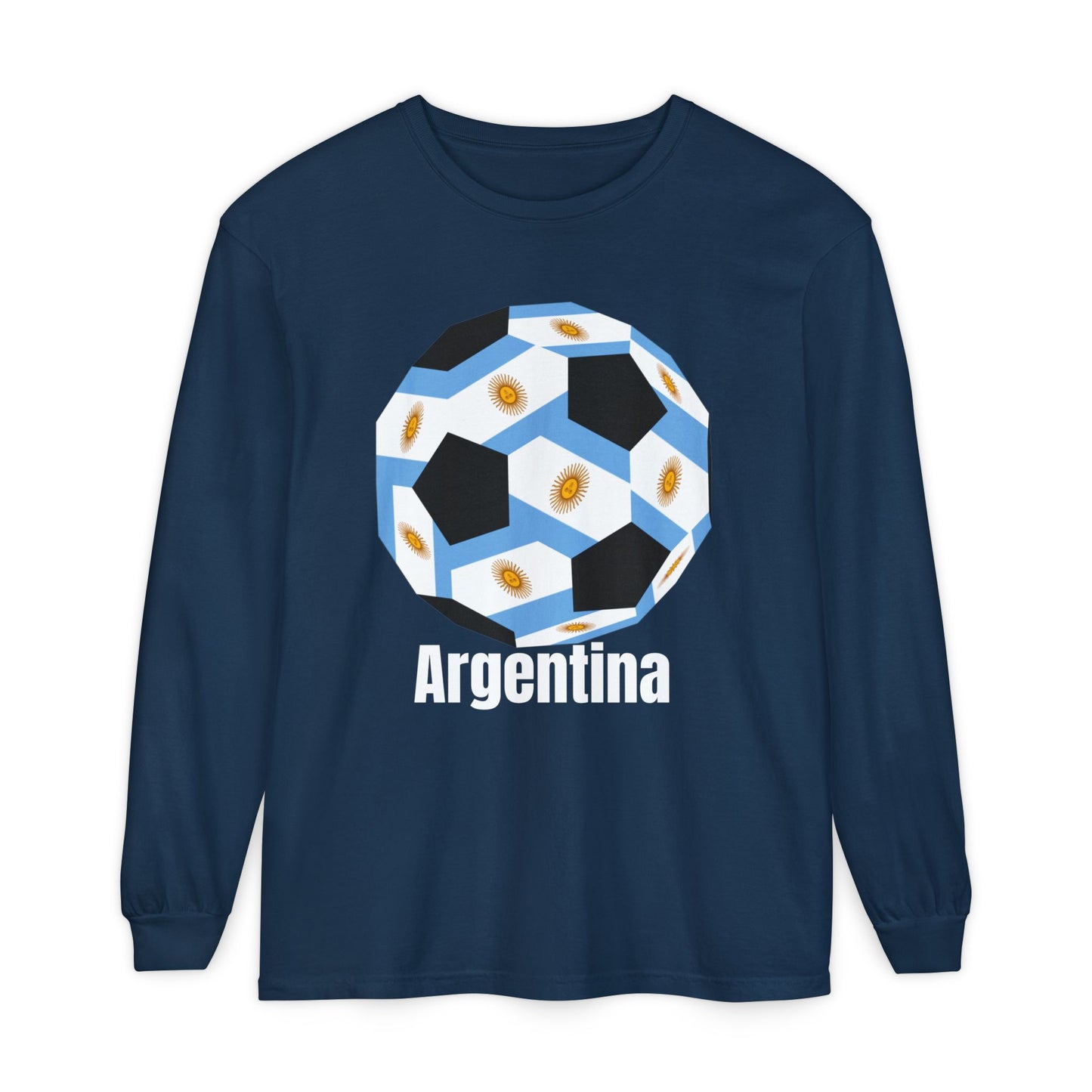 Argentina Fan Specialty Soccer Ball Design Long Sleeve Shirt