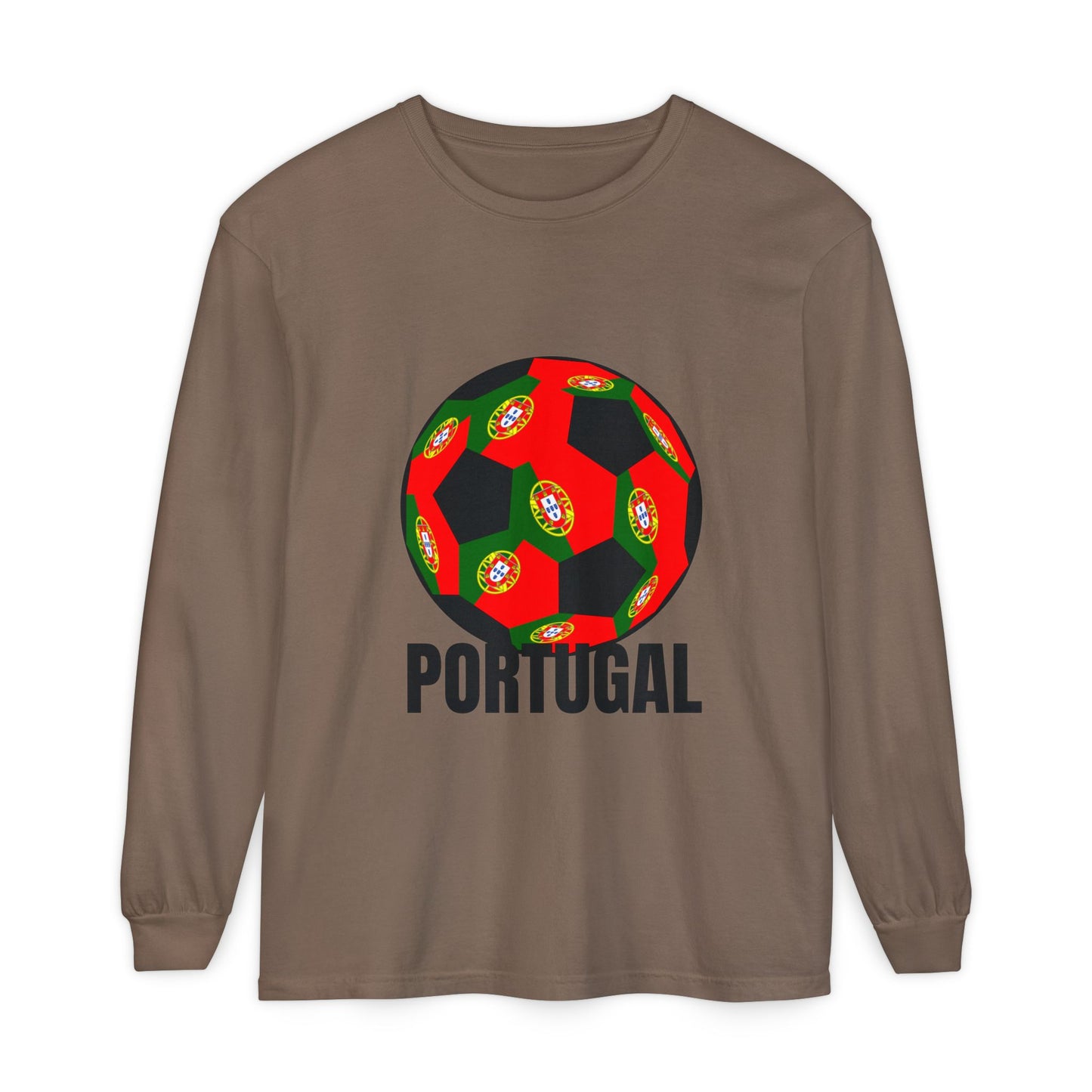 Portugal Fan Specialty Soccer Ball Design Long Sleeve Tee