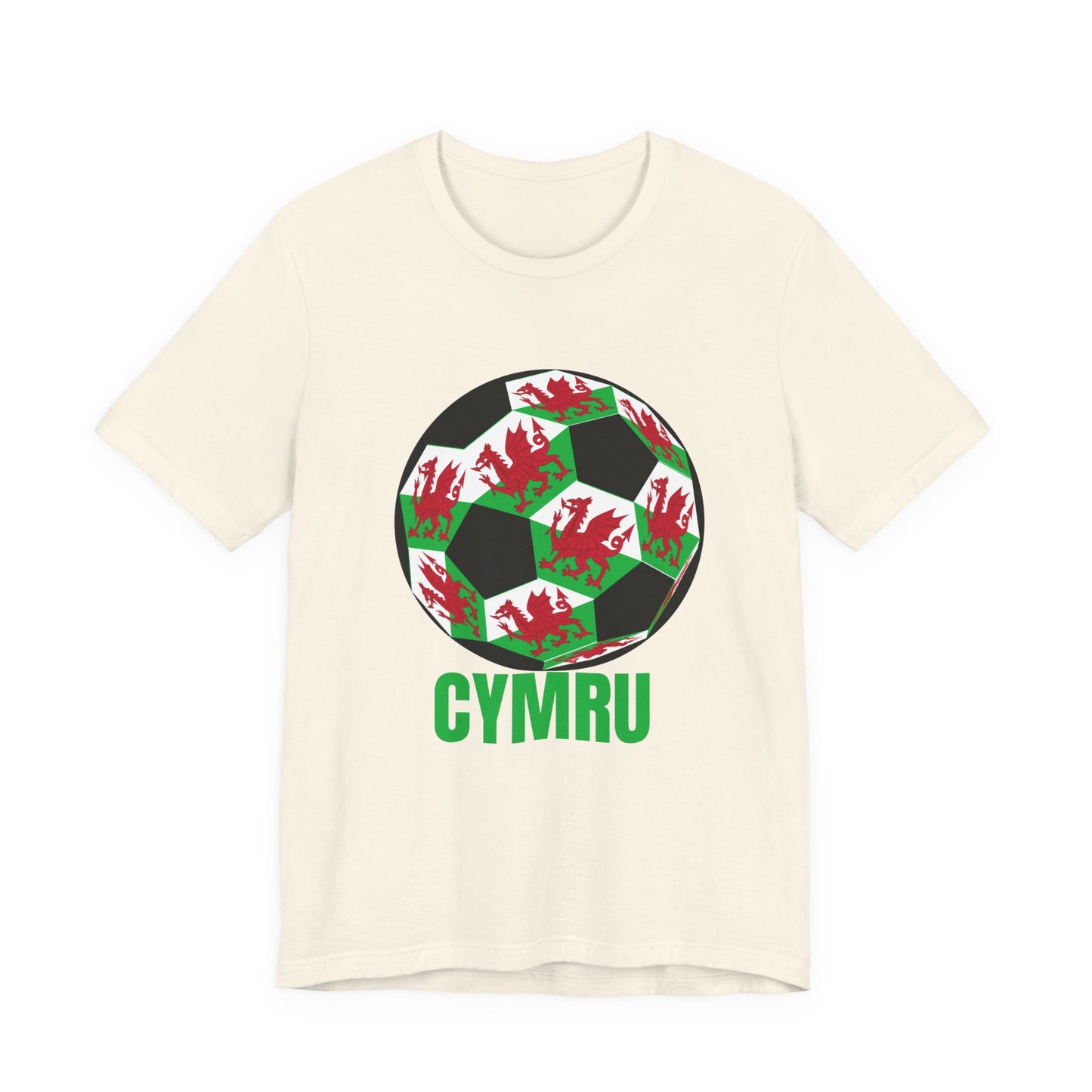 Cymru Fan Specialty Soccer Ball Design T Shirt Green Text