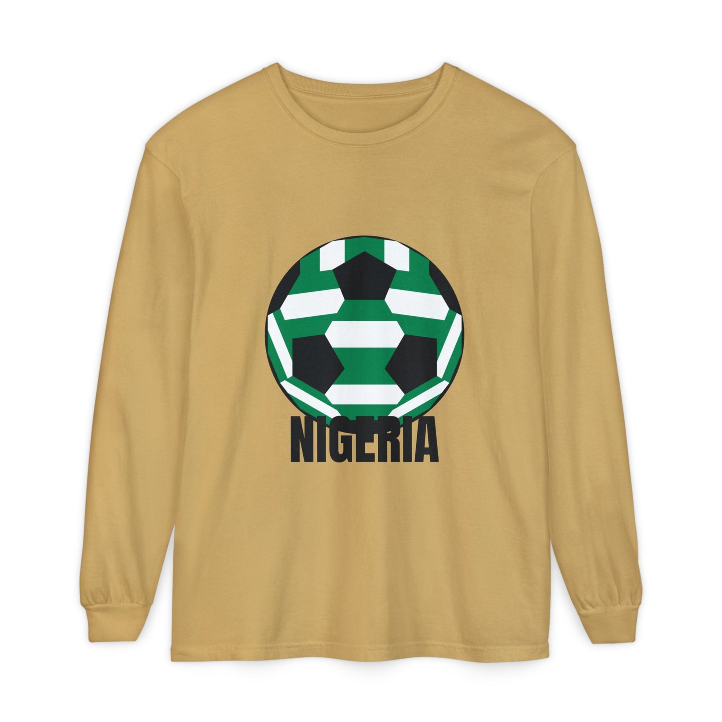 Nigeria Fan Specialty Soccer Ball Design Long Sleeve Shirt
