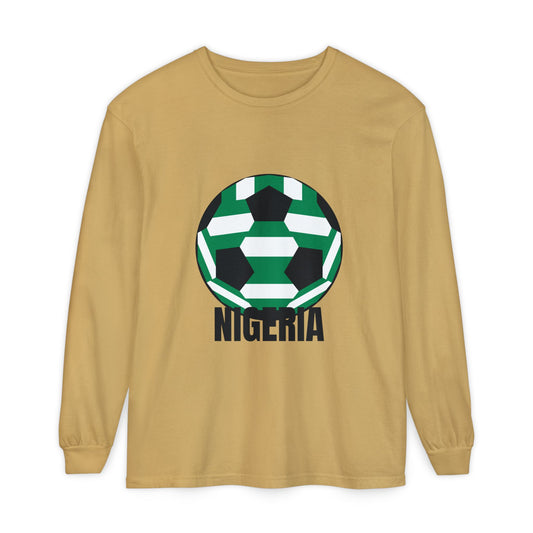 Nigeria Fan Specialty Soccer Ball Design Long Sleeve Shirt