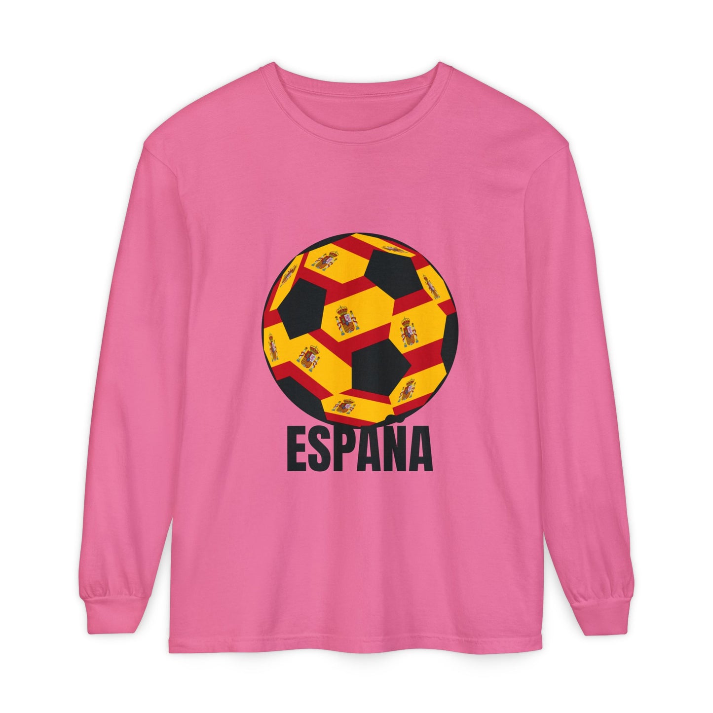 España Soccer Ball Design Long Sleeve Tee Black Text