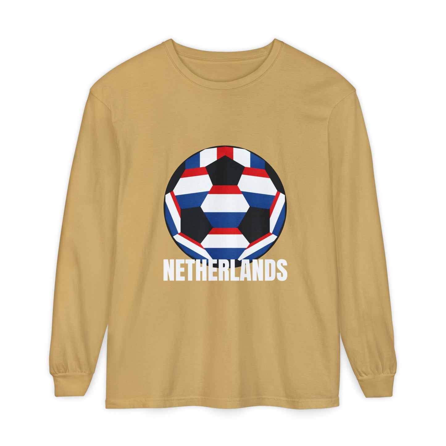 Netherlands Fan Specialty Soccer Ball Design Long Sleeve Tee