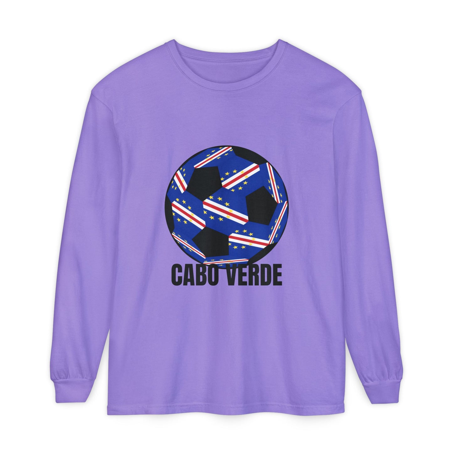 Cabo Verde Fan Specialty Soccer Ball Design Long Sleeve T-Shirt