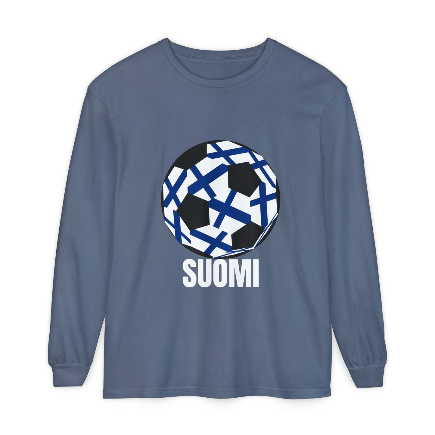 Suomi Fan Specialty Soccer Ball Design Long Sleeve Tee