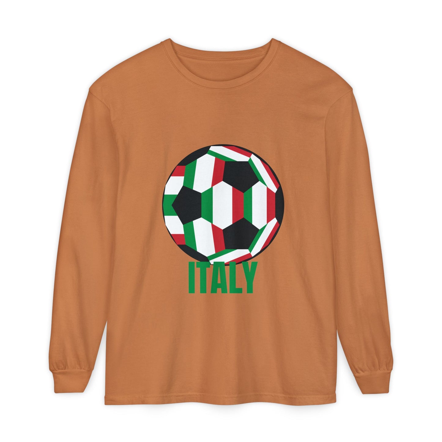 Italy Fan Specialty Soccer Ball Design Long Sleeve Tee