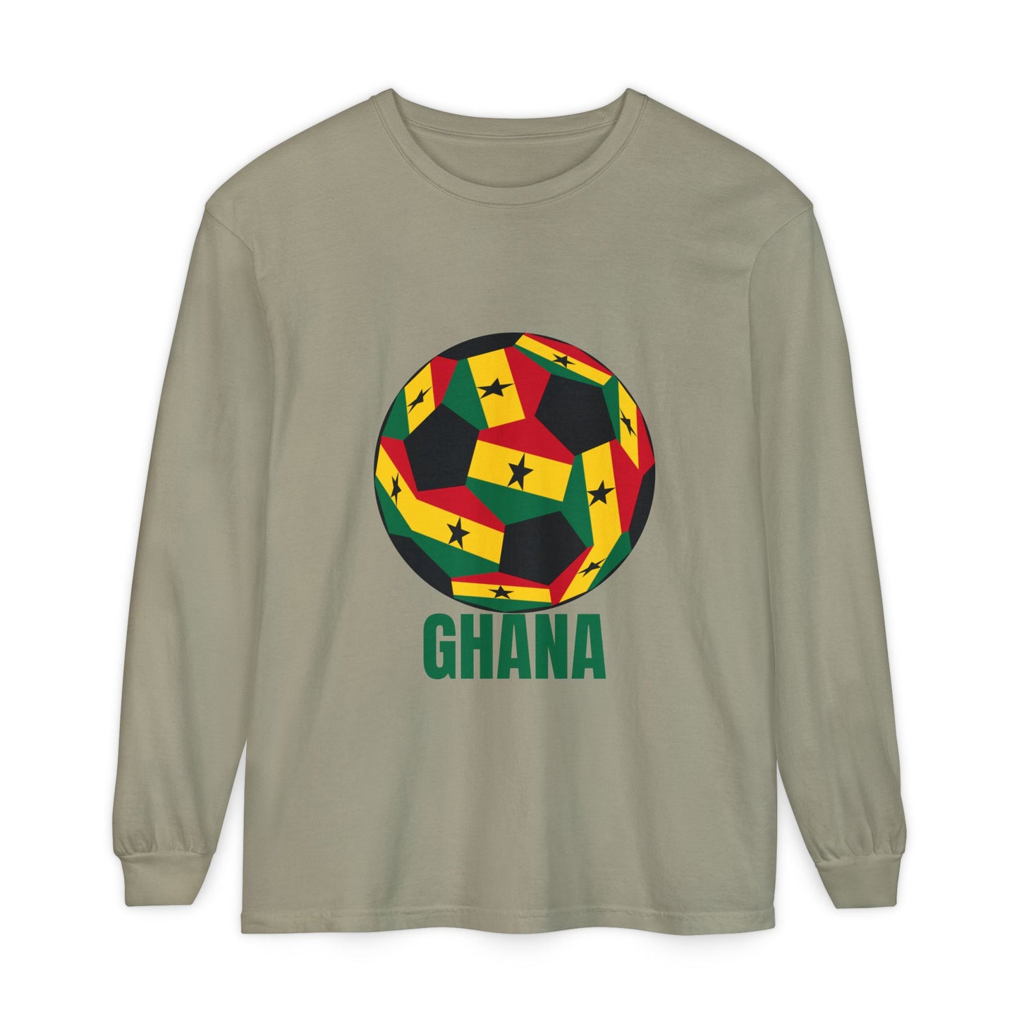 Ghana Fan Specialty Soccer Ball Design Long Sleeve Tee