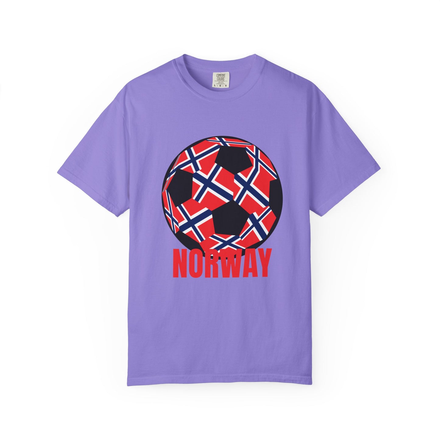 Norway Fan Specialty Soccer Ball Design T Shirt Red Print