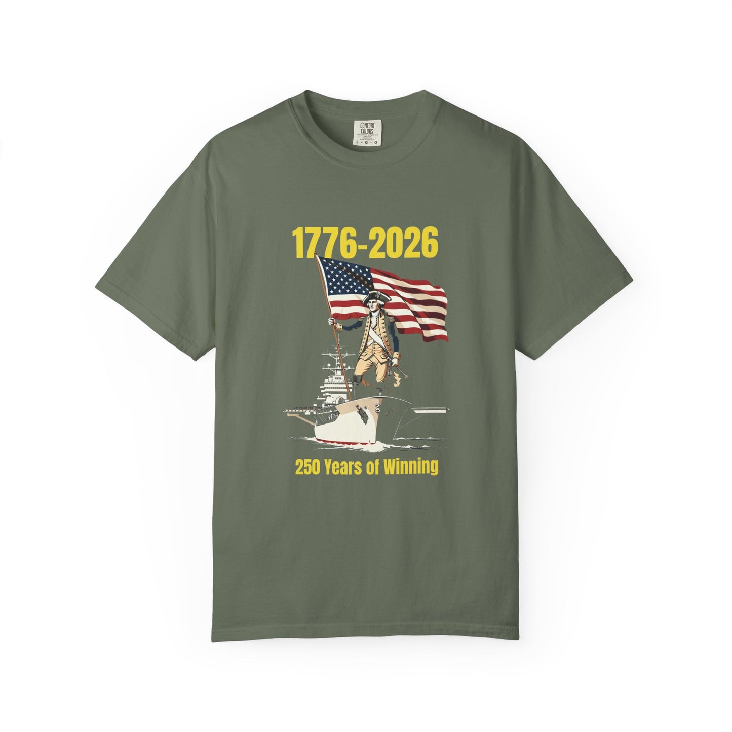 George Washington on an Aircraft Carrier with an American Flag T-shirt | 250 Years of Winning
