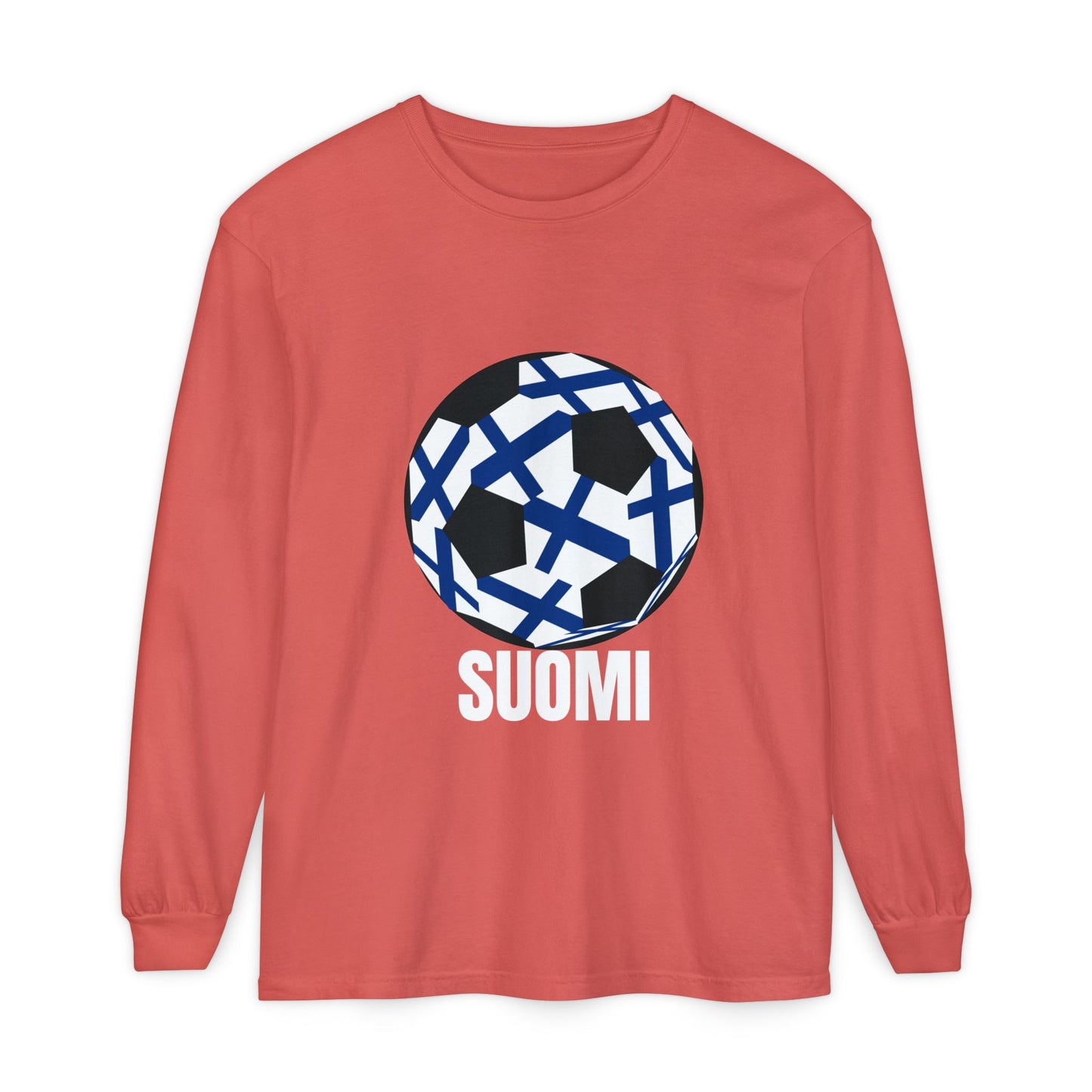 Suomi Fan Specialty Soccer Ball Design Long Sleeve Tee