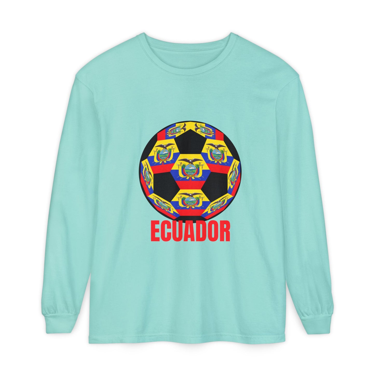 Ecuador Fan Specialty Soccer Ball Soccer Ball Long Sleeve Tee