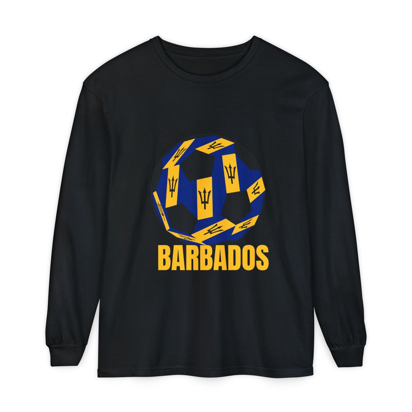 Barbados Fan Specialty Soccer Ball Design Long Sleeve Shirt