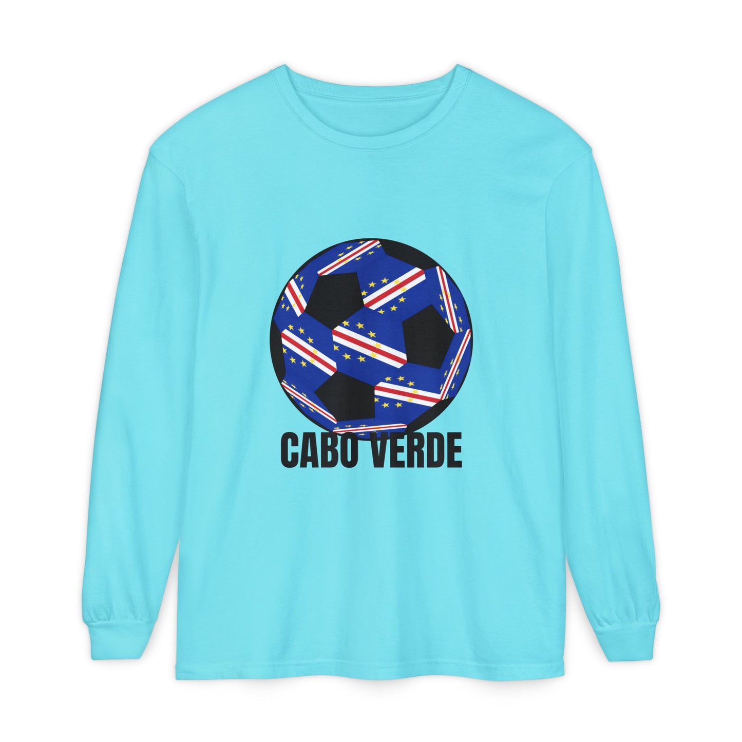 Cabo Verde Fan Specialty Soccer Ball Design Long Sleeve T-Shirt