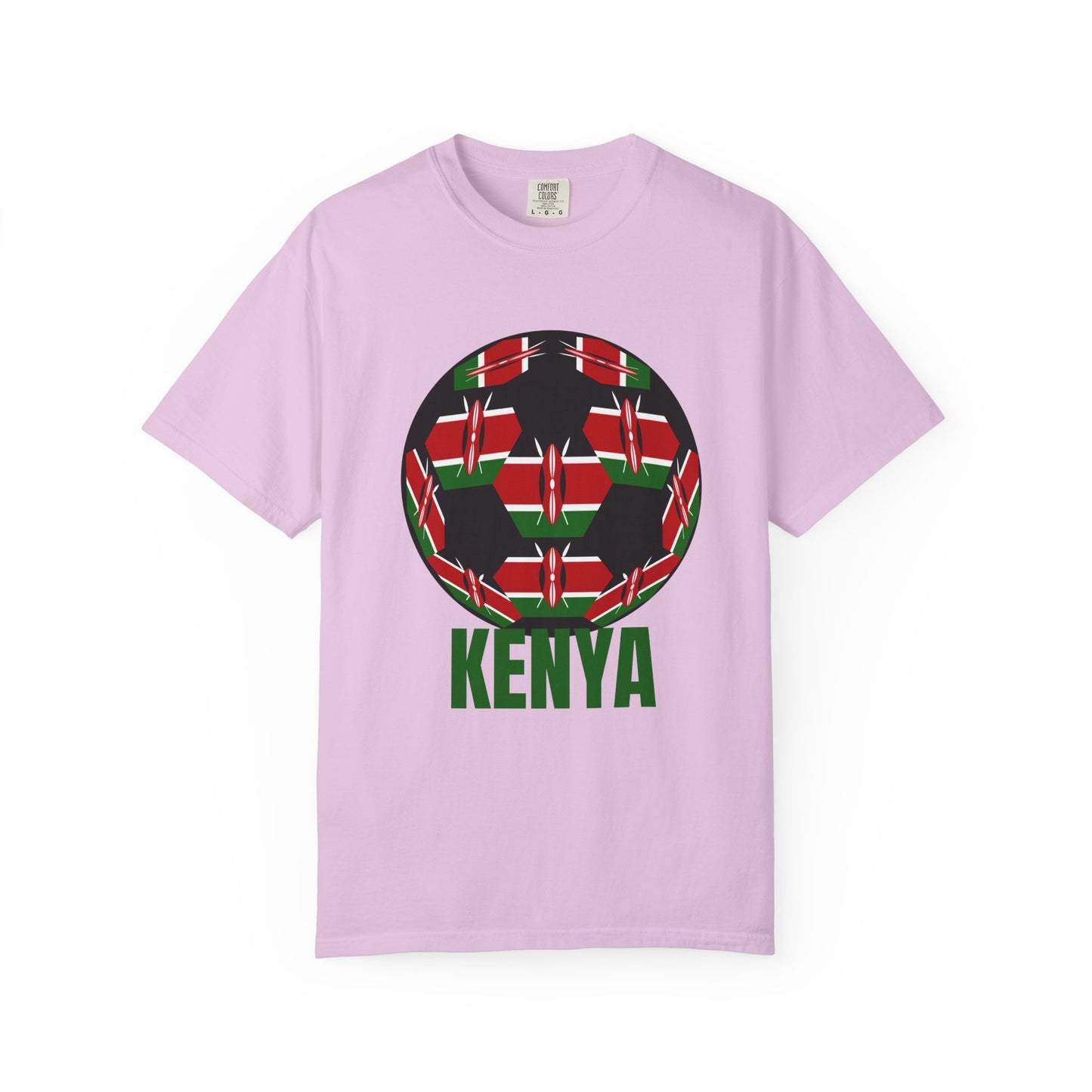 Kenya Fan Specialty Soccer Ball Design T Shirt Green Print