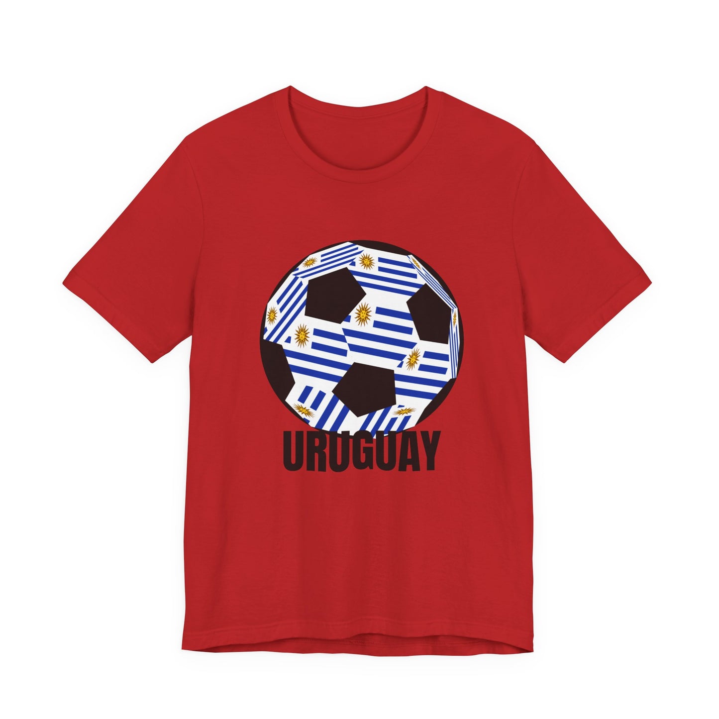 Uruguay Fan Specialty Soccer Ball Design T Shirt Black Text