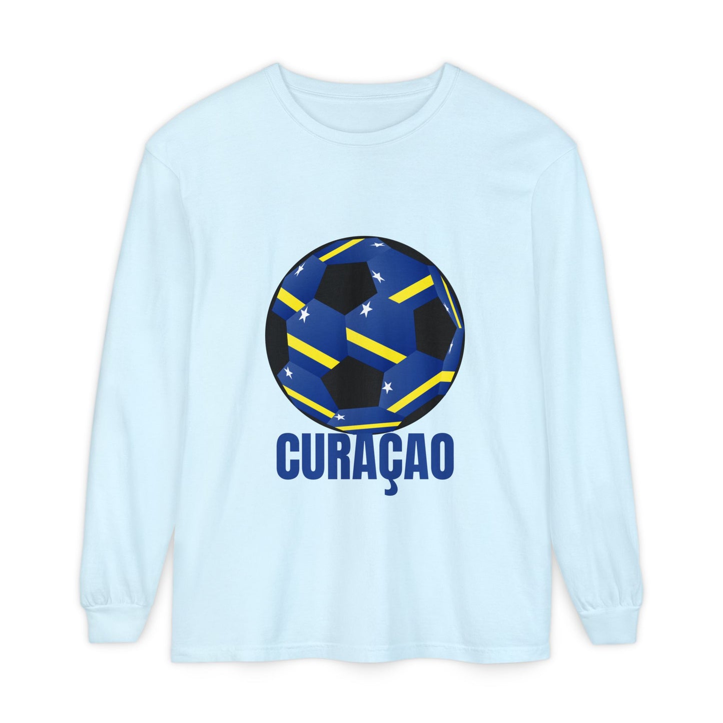 Curacao Fan Specialty Soccer Ball Design Long Sleeve Shirt
